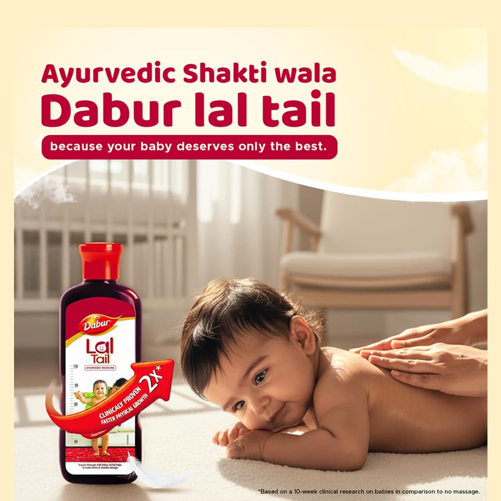 Dabur Lal Tail : Ayurvedic Baby Massage Oil 500Ml|Clinically Tested 2X Faster Physical Growth For Stronger Bones And Muscles