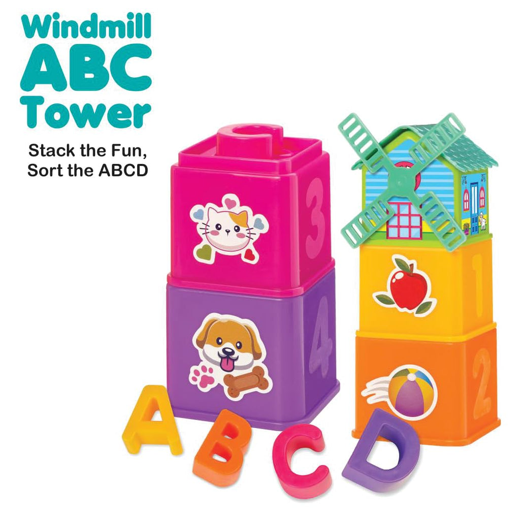 Toymate Twin Tower Fun 3-in-1 Stacking & Sorting Toy for Toddlers