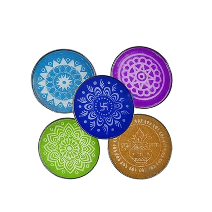 CraftVatika Rangoli Making Tools Kit Set of 12 Rangoli Color Powder Bottles