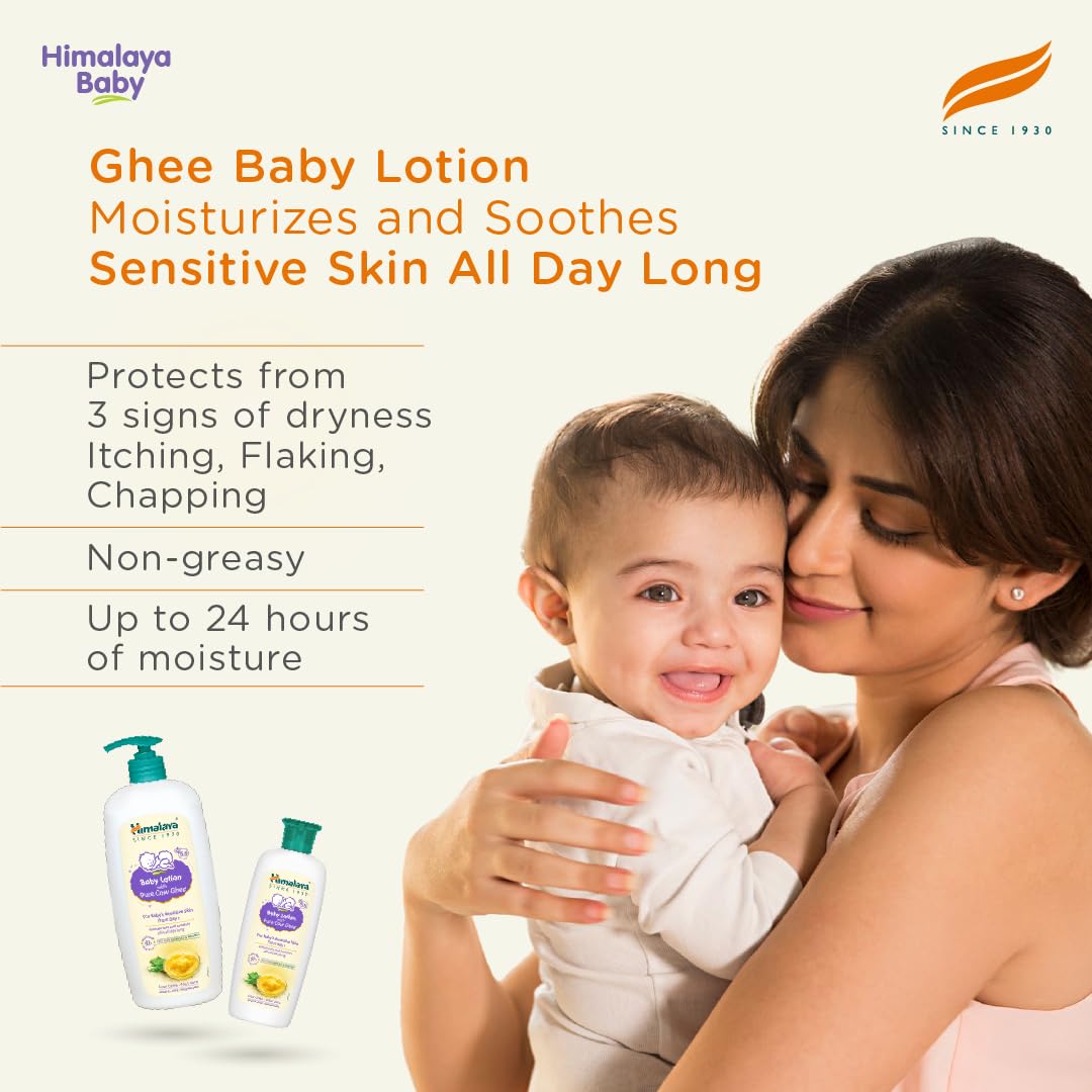 Himalaya Baby Lotion With Pure Cow Ghee 700Ml|Ph5.5|Pure Ghee|Aloe Vera|Safe For Newborns|For Baby's Sensitive Skin|No Parabens|No Phthalates|No Mineral Oil|No Synthetic Color|Dermatologically Tested