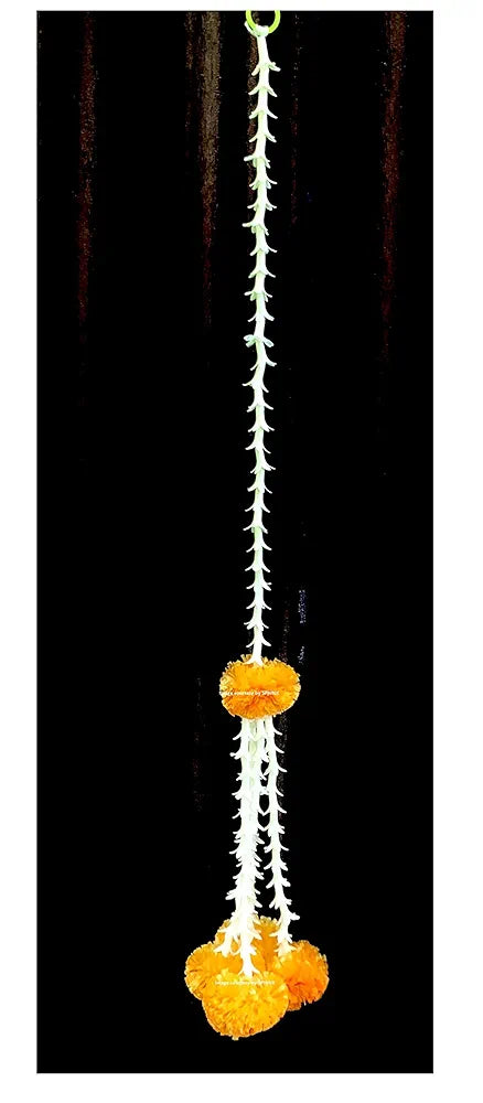 Artificial Rajnigandha & Clustered Marigold  Strings for Decoration Approx 2.33 ft -Light Orange