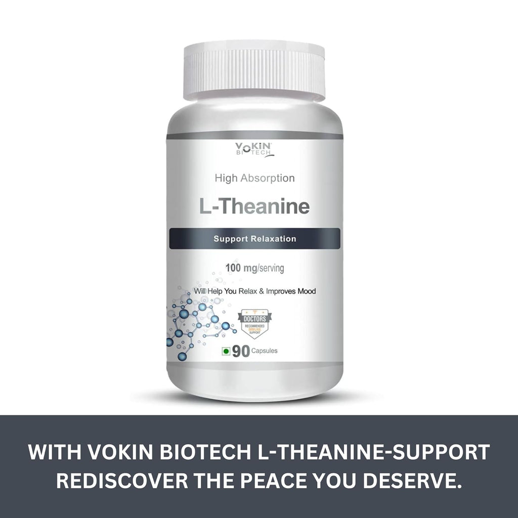 Vokin Biotech L-Theanine-Support Relaxation - 90 Vegetarian Capsules (Pack of 1)