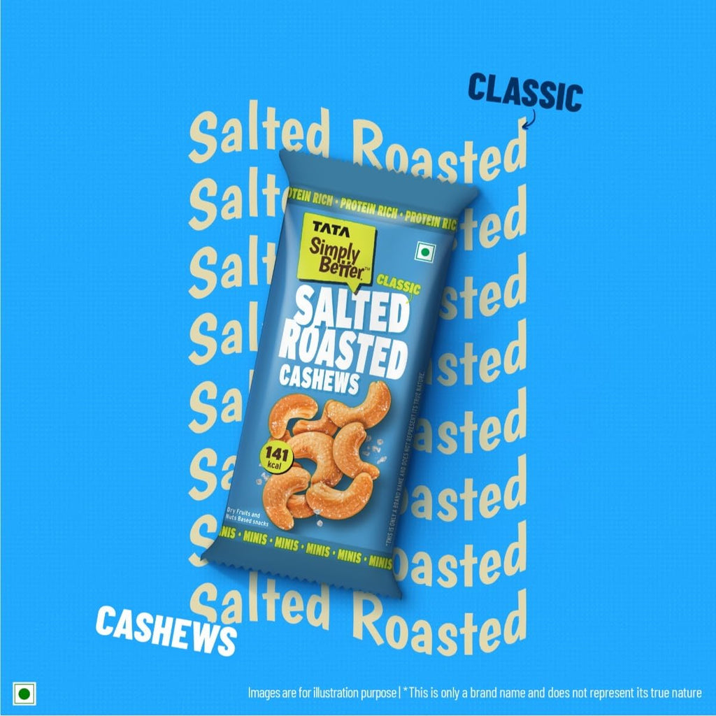 Tata Simply Better Classic Salted Roasted Cashews, 23g (Pack of 5), Rich in Protein, Party Snack, Delicious Kaju Nuts, Ready To Eat Snack, No Palm Oil, No Trans Fat
