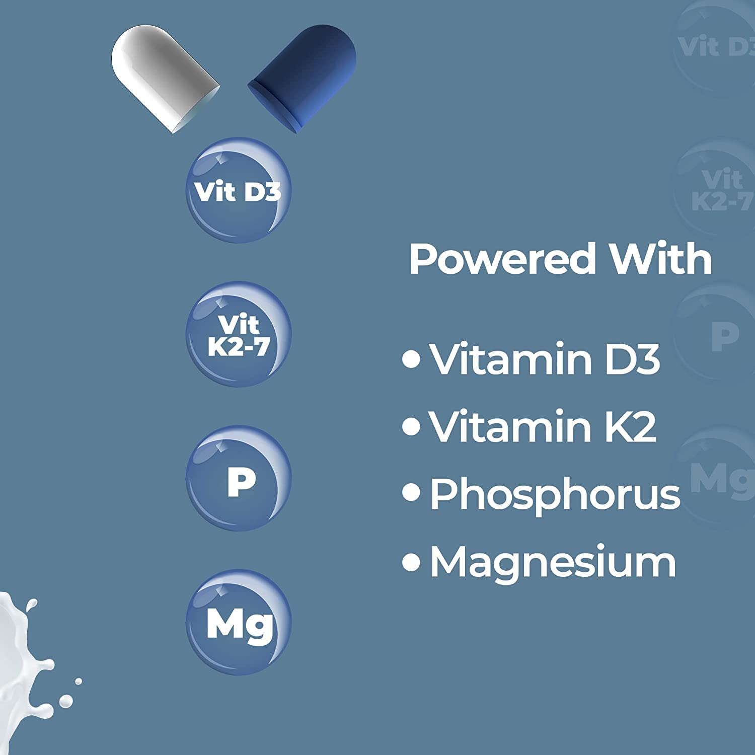 ZEROHARM Holistic Calcium Tablets â€“ High Absorbption Milk-Based Calcium Supplement with Vitamin D3, K2-7, Magnesium, Phosphorous â€“ Supports Bone Strength & Joint Health For Men & Women â€“ 120 Tablets