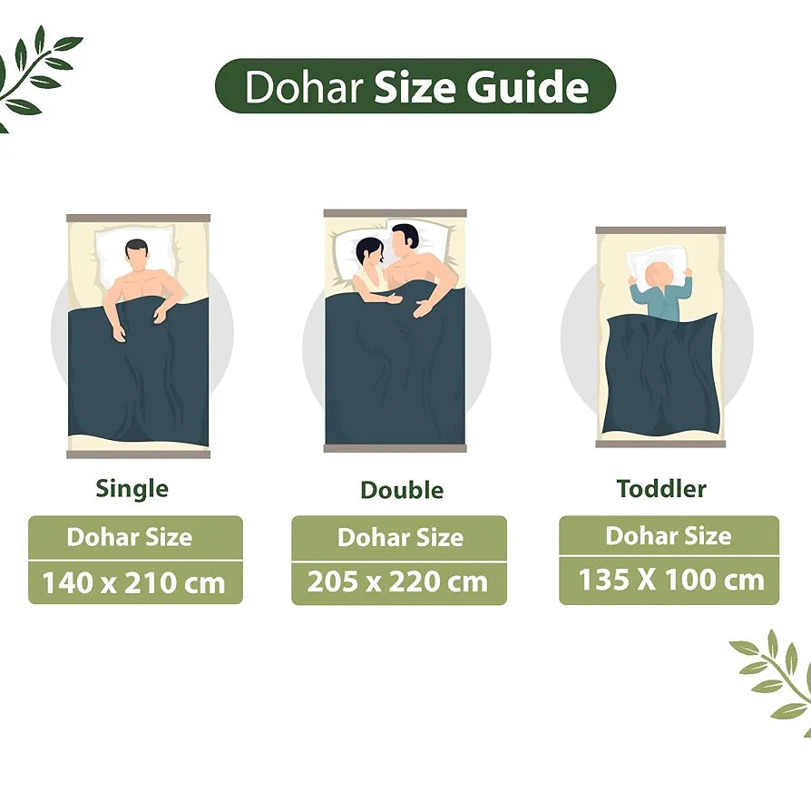 Divine Casa 120 GSM Glace Cotton Double Dohar Lightweight AC Blanket Colour Forest Green & Lime