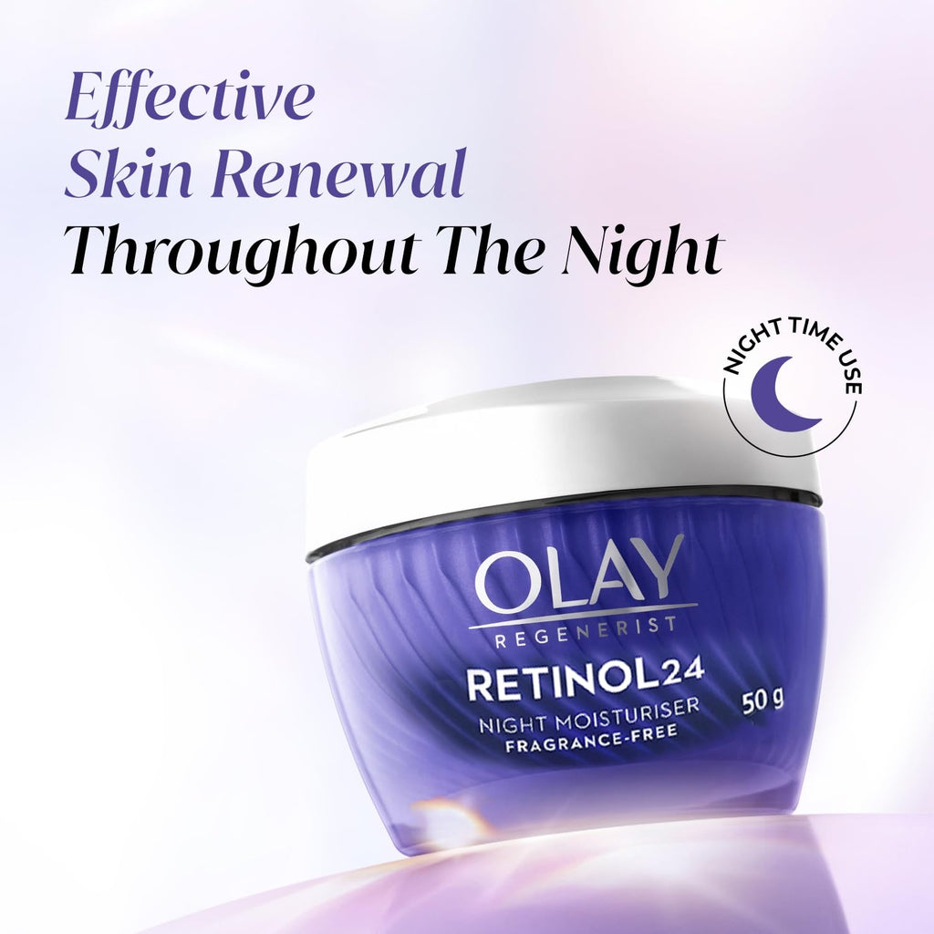 Olay Regenerist Retinol 24 Night Cream l Renews and Resurfaces Skin Overnight l No Redness or Irritation | Fragrance Free l Normal, Oily, Dry and Combination Skin l 50g