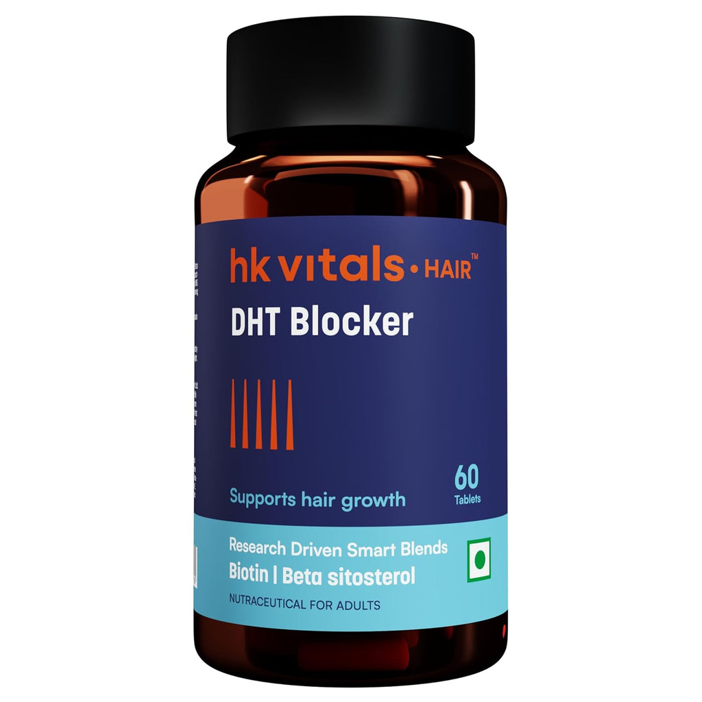 HealthKart hk vitals DHT Blocker with Biotin (60 Tablets) | Stinging Nettle and Soya Protein | Helps Reduce Hair Fall, Stimulates Hair Growth