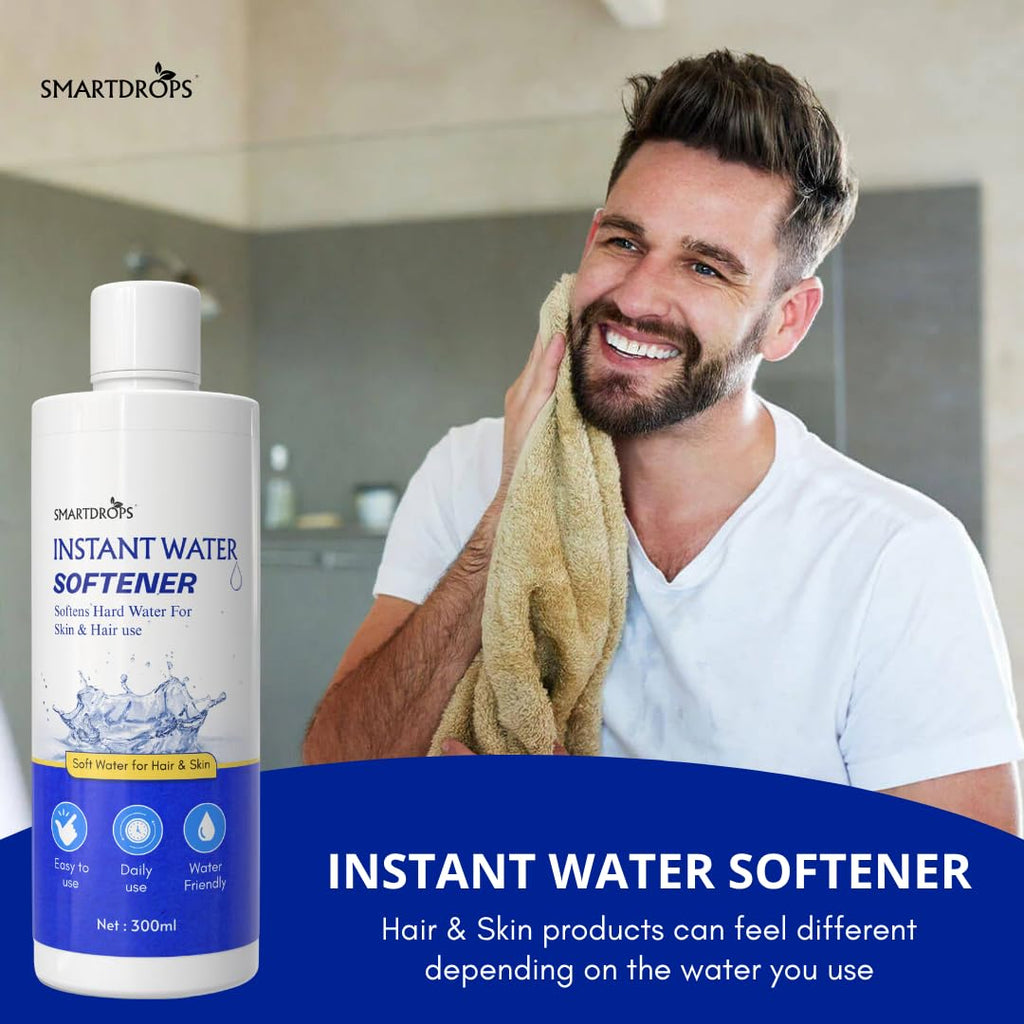 Smartdrops Instant Water Softener | Hard Water Solution for Hair Fall & Skin Dryness | Disables Hardness & Maintains pH Level | Makes Your Water Hair & Skin Friendly | Water Softener for Bath, 300 ml (Pack of 1)