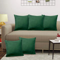 Cloth Fusion Velvet Sofa Cushion Cover Set of 5 Luxurious Cushion Cover Green