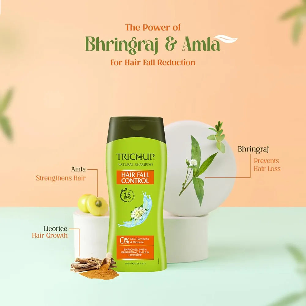 Trichup Hair Fall Control Herbal Shampoo Enriched Amla, Licorice & Bhringaraj - Help to Reduce Hair Fall & Thinning Hair