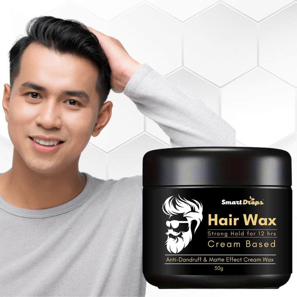 Smartdrops Hair Cream Wax | Hair Wax Men | Styling Wax | Glossy Finish | Shine | Strong Hold | For Men - 50gm | Cream Based Wax