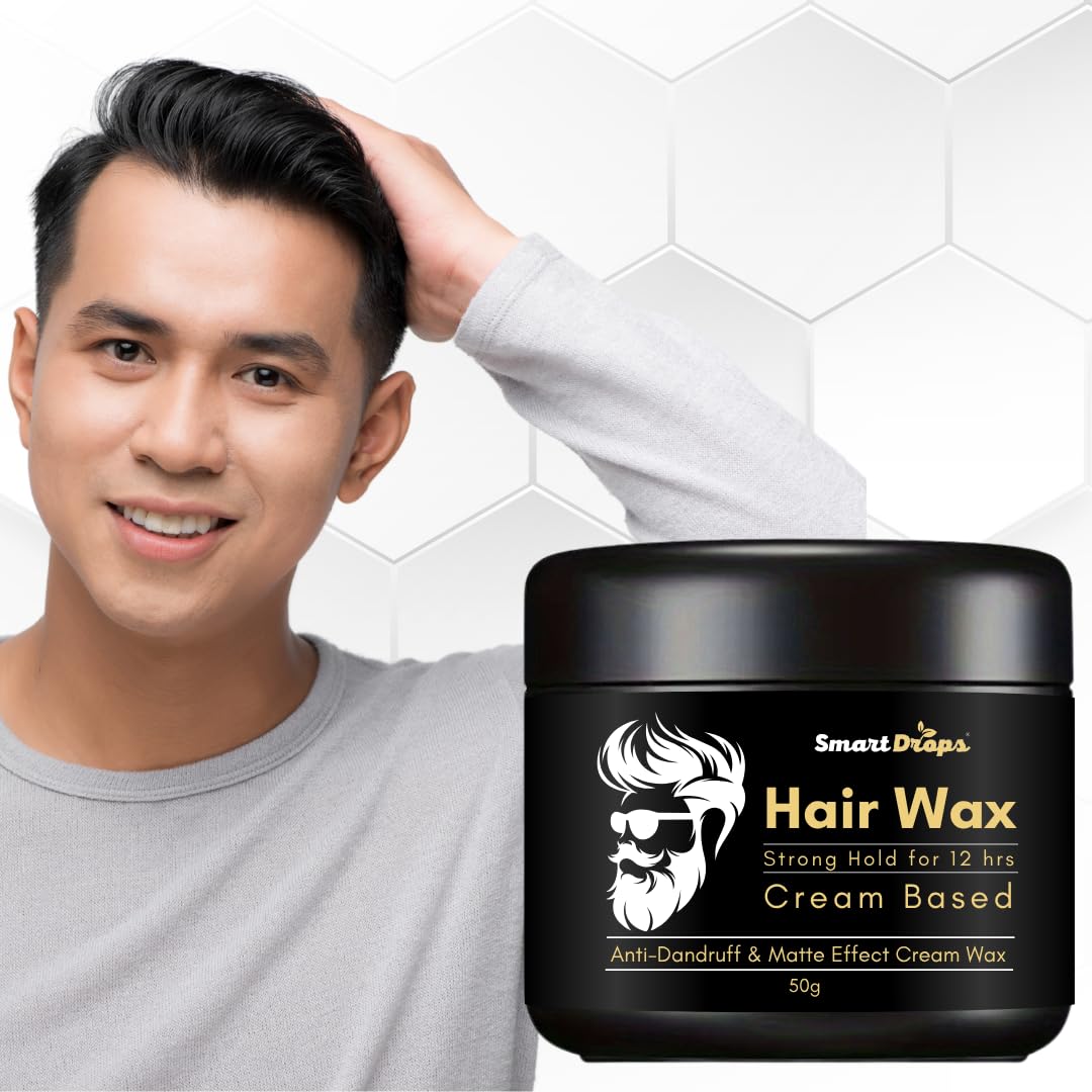 Smartdrops Hair Cream Wax | Hair Wax Men | Styling Wax | Glossy Finish | Shine | Strong Hold | For Men - 50gm | Cream Based Wax