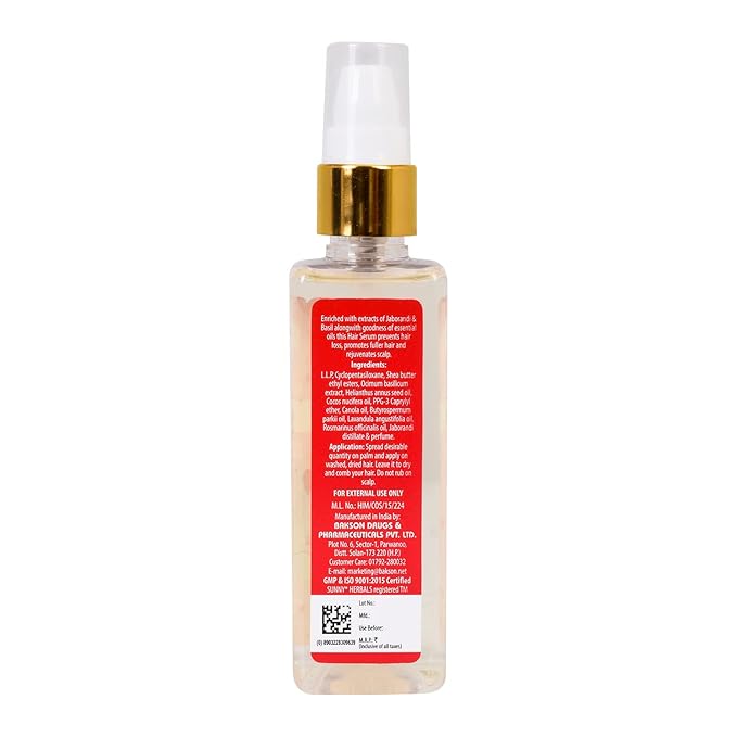 Sunny Herbals Hair Serum Enriched With Jaborandi & Basil & Essential Oils - 100 ml