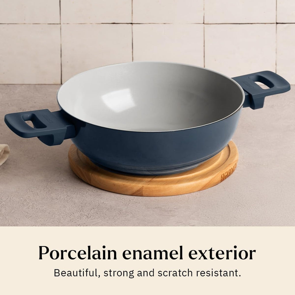 Ember Kadai 24cm with Glass Lid Soft-Touch Handle Ceramic Non-Stick