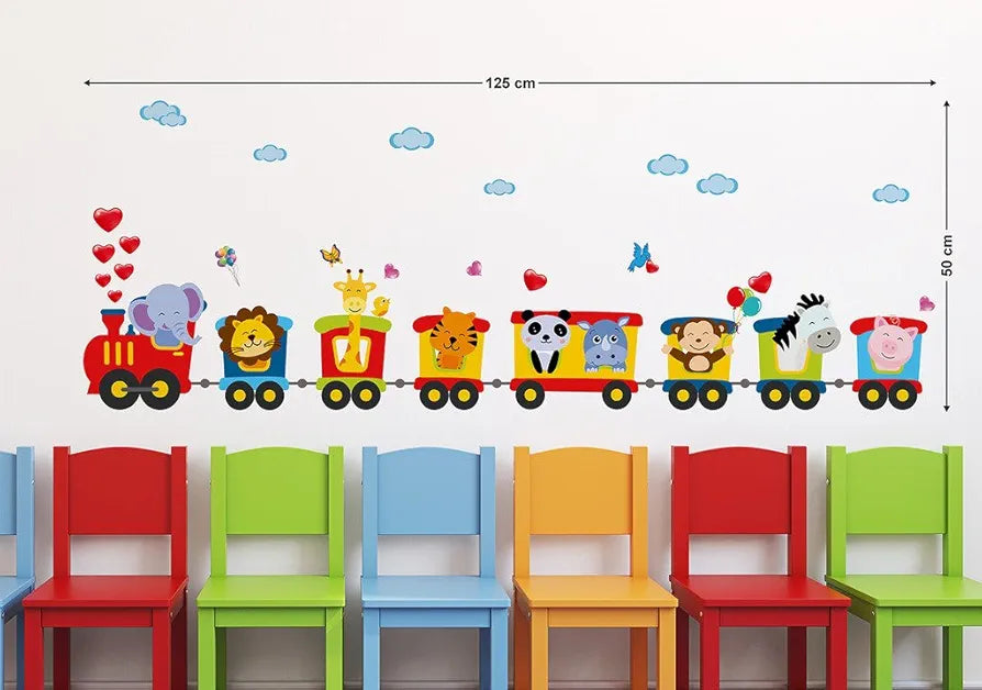 Decals Design Train of Joy with All Animals in it and Love Wall Sticker