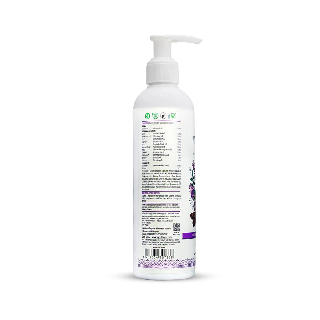 Ayouthveda Healthy Hair Shampoo with Bhringraj & Shikakai | 2-in-1 Shampoo & Conditioner | Ayurvedic Care with Neem & Lemon | Cleanses Scalp & Nourishes Hair | For All Hair Types | 200 ml (Pack of 1)