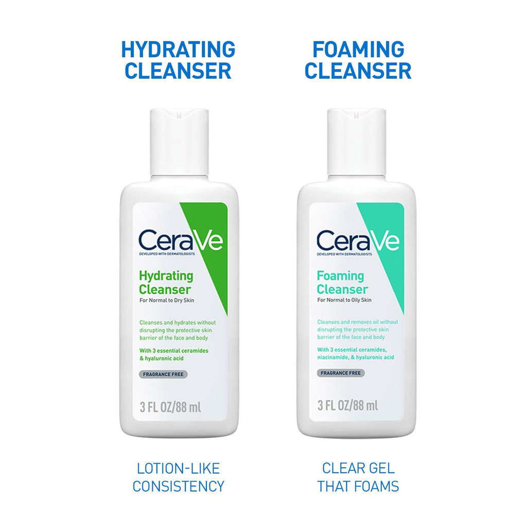 CeraVe Hydrating Cleanser For Normal To Dry Skin (88ml) - Non-Foaming Face Wash with Hyaluronic Acid And Ceramides | Non-Comedogenic, Non-Irritating And Fragrance-Free Cleanser