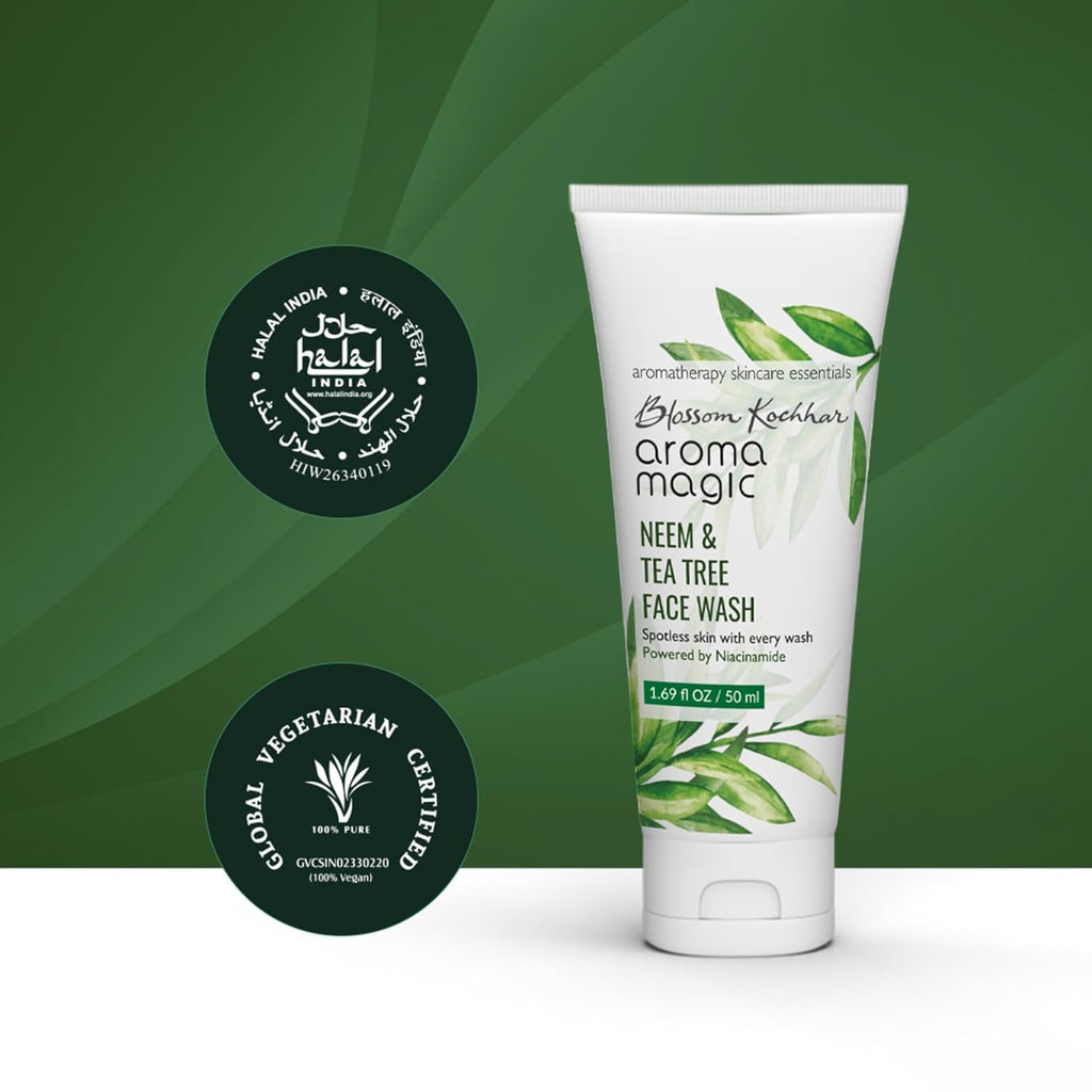 Aroma Magic Neem & Tea Tree Face Wash with 5% Niacinamide â€“ Cleanser with Anti-Acne & Antibacterial Formula with Neem & Tea Tree Oil for Oily, Pimple-Prone Skin, 100ml