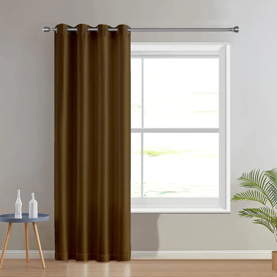 Divine Casa Semi Blackout Door Curtain 7 Feet Colour Dark Brown Micro Satin Room Darkening Panel with Metal Eyelets (Pack of 1)