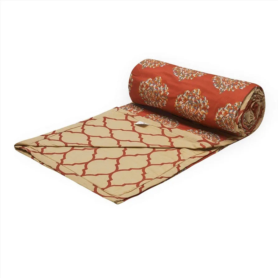 Trance Home Linen Pure Malmal Cotton Multipurpose Baby Dohar 3-Layered Baby Swaddle Blanket Colour Damask Clay Red