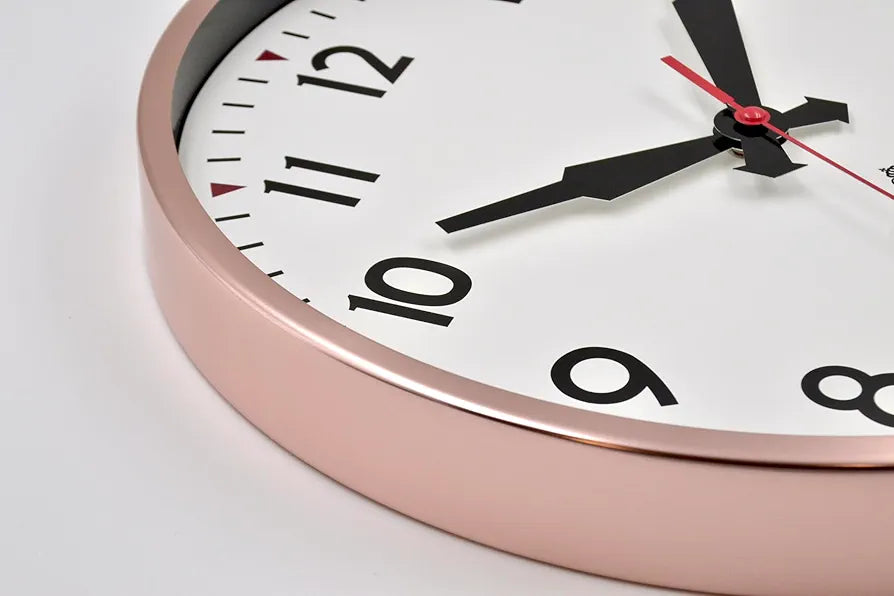 Harris & Co. Clockmasters Rosegold Metal Frame Silent Sweep Noiseless Technology Analog Wall Clock  Model - Coventry Street