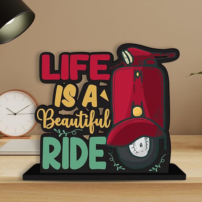 Art Vibes Wooden Idols and Figurine Life is a Beautiful Ride Quotes Table Decor for Office Desk Showpiece