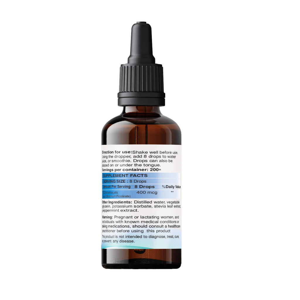 METADROPS Liquid Chromium Picolinate – 400mcg per Serving | Sublingual Drops for Enhanced Absorption | Supports Metabolism & Blood Sugar Levels | 50ml Bottle