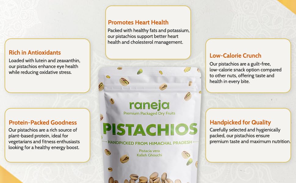 Raneja 100% Natural Premium Roasted & Salted Pistachios 300g | Pista Rich In Protein, Phosphorus, & Dietary Fibre, Nuts & Dry Fruits, Shelled Nuts, Crunchy & Delicious Healthy Snack