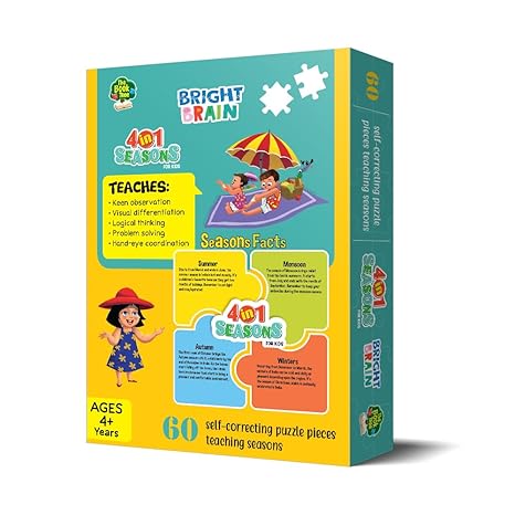 The Book Tree Bright Brain 4 in 1 Indian Seasons Jigsaw Puzzle for Kids 60 Piece Puzzles Educational Toy