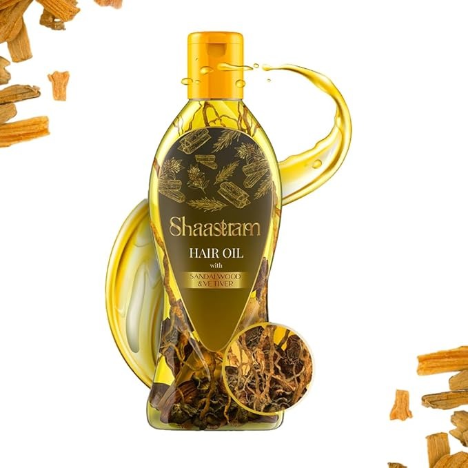 Shaastram Sandalwood Vetiver Herbal Hair Oil with Real Vetiver Roots - 180 ml