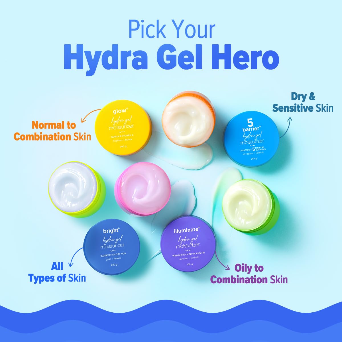 Aqualogica Bright+ Hydra Gel Moisturizer with Blueberry & Kojic Acid - 200 g | 24-Hour Intense Hydration | Water-Like Gel Texture | Makes Skin Bright & Spotless | For All Skin Types