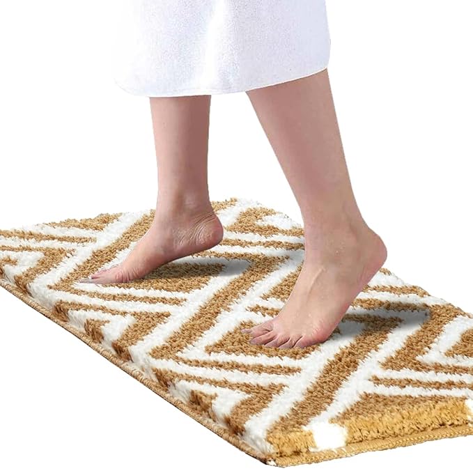 Roseate Egyptian Soft Microfibre Solid Bath Mat Bedroom Kitchen Door Mat Floor Mat Beige