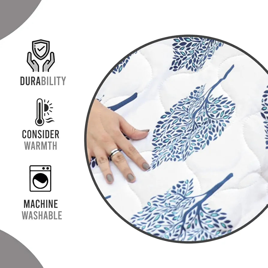 Divine Casa Microfibre Quilt AC Blanket 120 GSM All Season Reversible Double Bed Size Comforter Colour Medieval Blue