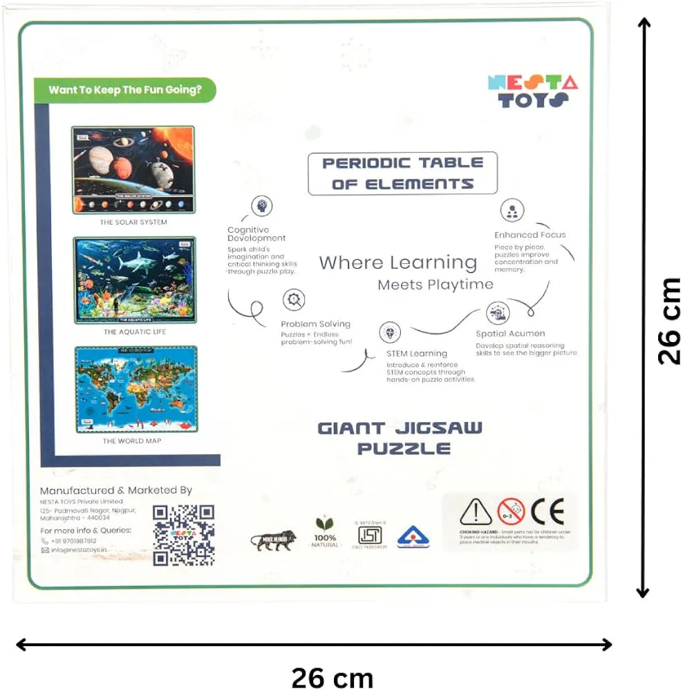 Nesta Toys Floor Puzzle & Game Periodic Table of Elements Jigsaw Puzzle, Educational Toy, Gifts for Boys & Girls Ages 6 to 14 108 pcs, 70 x 50 cm