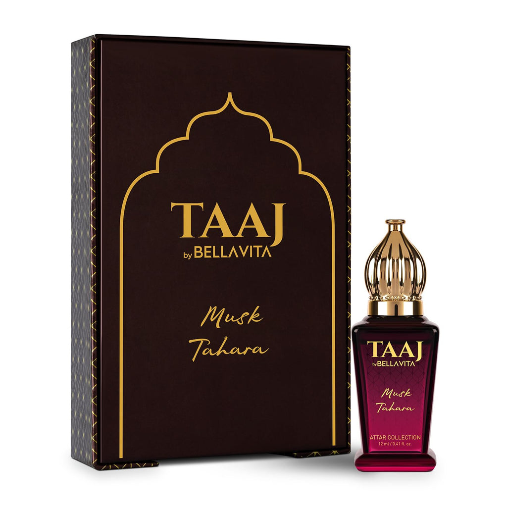 BELLAVITA TAAJ Musk Tahara Unisex Long Lasting Attar for Man and Woman 12ml | Sweet & Floral Long Lasting Fragrance | Non-Alcoholic Roll On