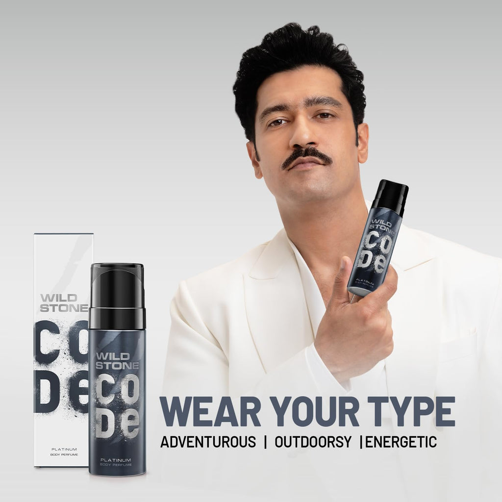 Wild Stone CODE Platinum Body Perfume for Men, 150ml | No Gas Deodorant | Long Lasting Body Spray