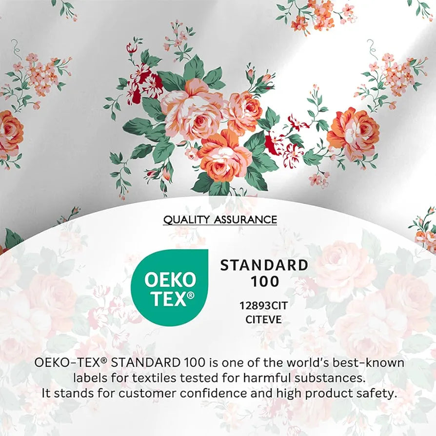 Layers Zen Cotton Blend King Bedsheet Set 1 King Cotton Bedsheet & 2 Pillow Covers Breathable & Anti-Wrinkle 225 CVC Orange Floral