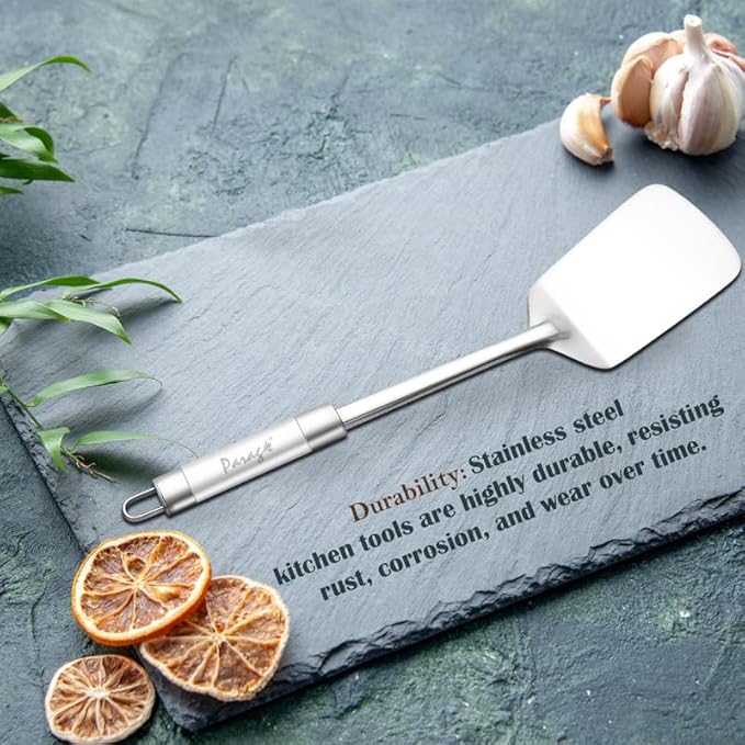 Parage 1 Pieces Stainless Steel Kitchen Tools for Home & Kitchen Silver Turner 36.8 cms | Pack of 2