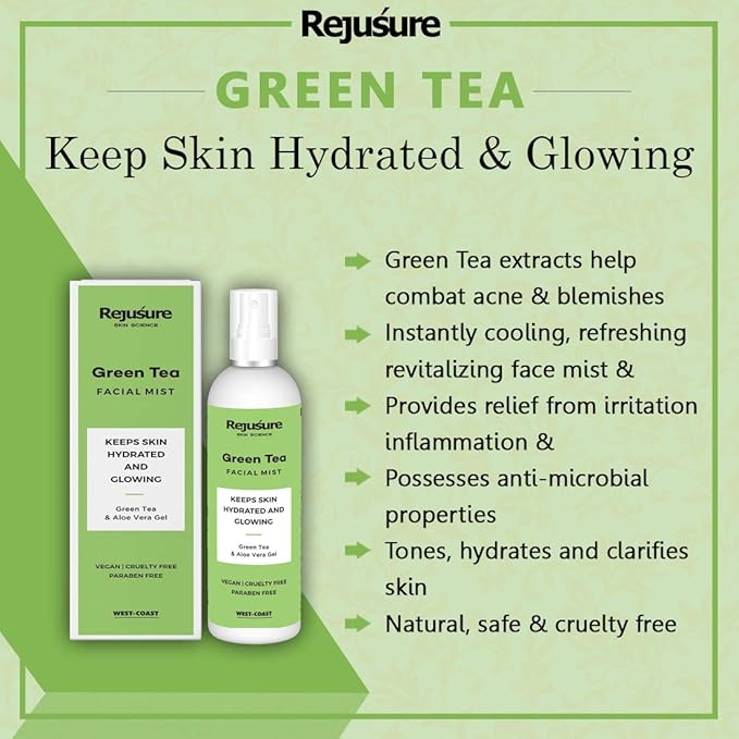 Rejusure Green Tea Facemist | Keeps Skin Hydrated & Glowing – 100 Ml