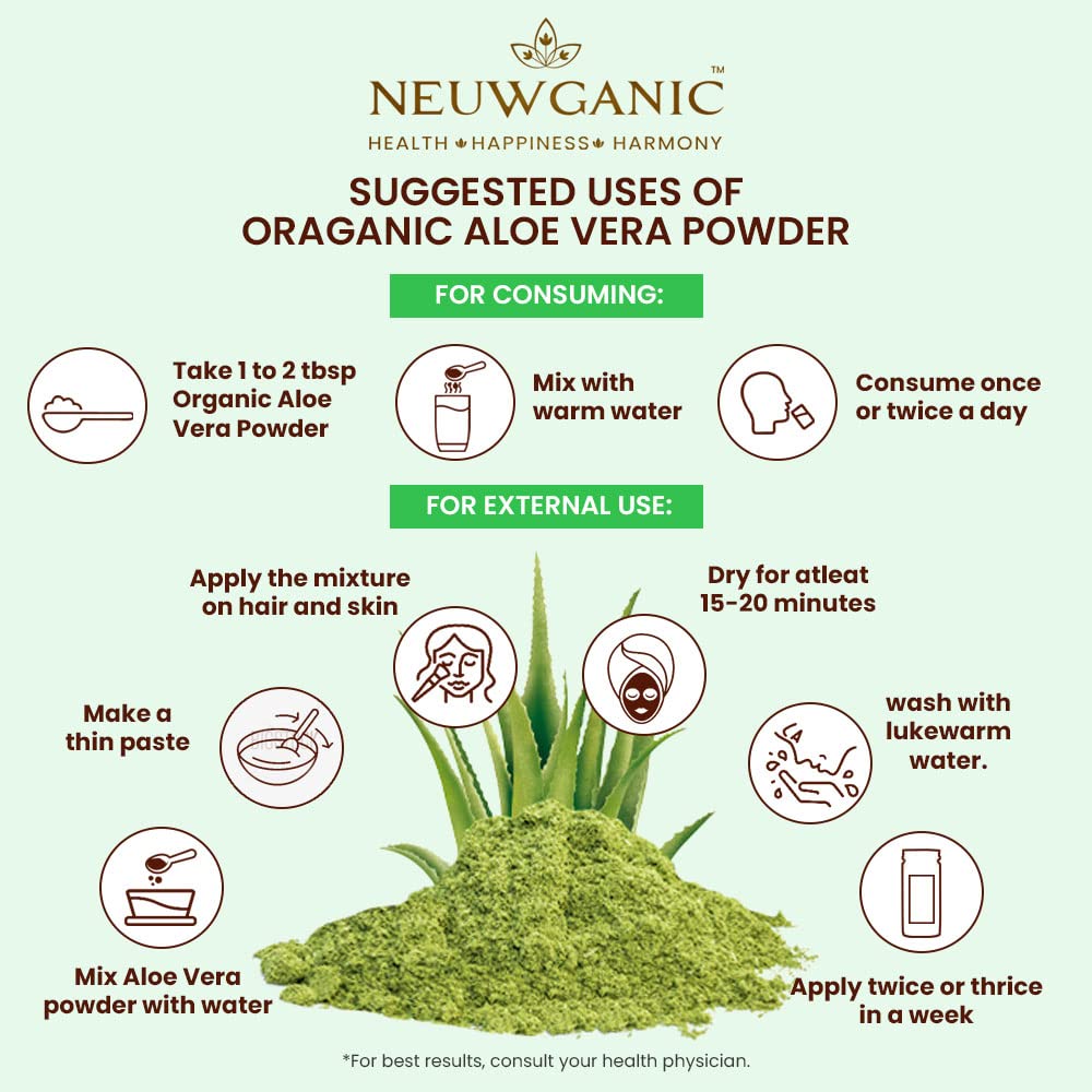 Neuwganic - Organic Aloe Vera Leaf Powder - 200 Grams