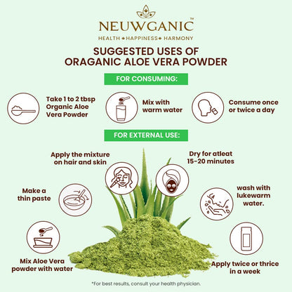 Neuwganic - Organic Aloe Vera Leaf Powder - 200 Grams