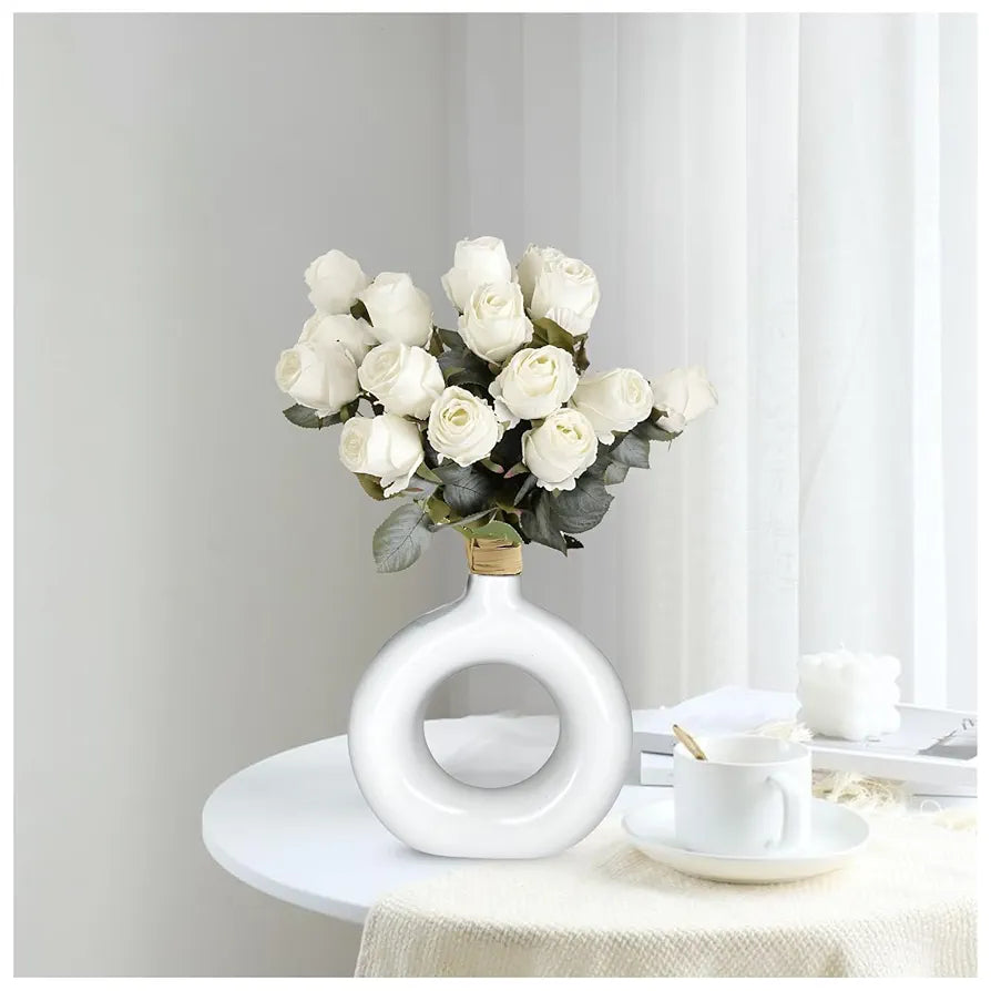 Artificial Rose Flower Bunches for Vase Premium Decorative Gift Items Set of 12