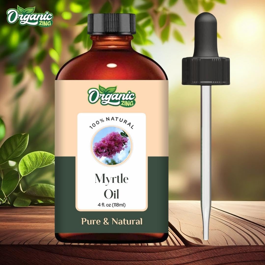 Organic Zing Myrtle (Myrtus) Oil | Essential Oil for Aroma, Diffusers, Skincare & Hair Care - 118 Ml