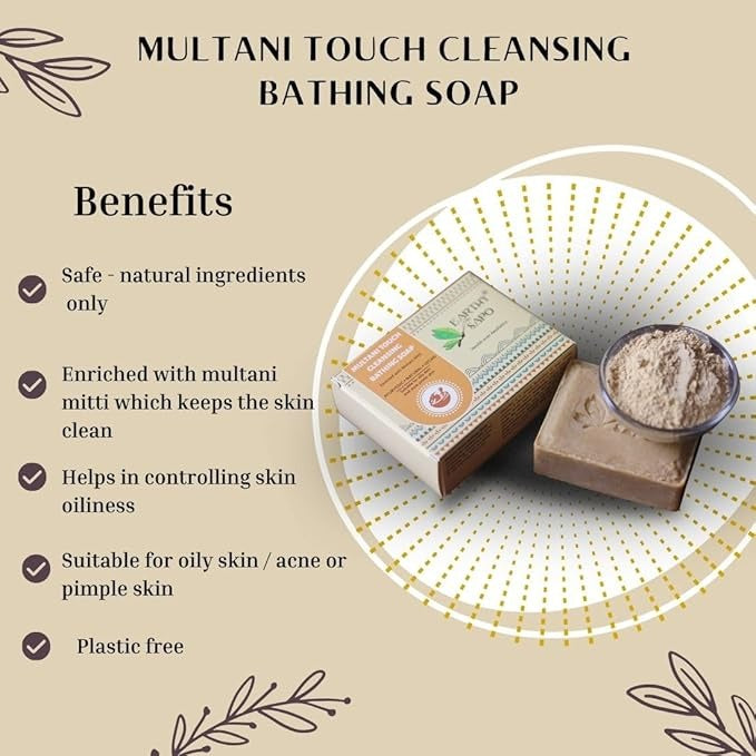 Earthy Sapo Handmade Multani Touch Cleansing Bathing Soap - 100 gms