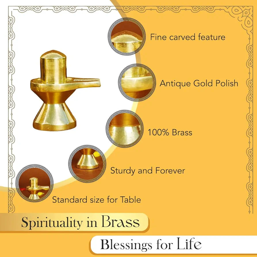 Ekhasa Pure Brass Shivling for Home Puja Golden Shiva