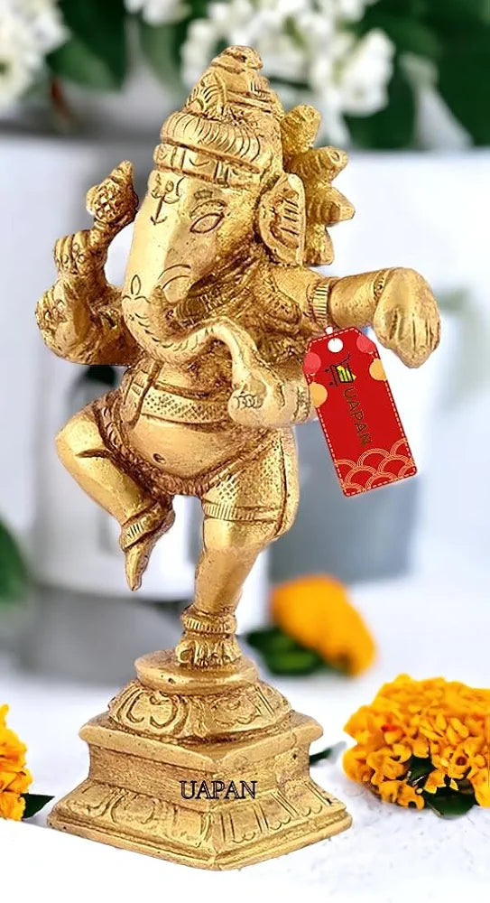 Uapan Brass Dancing Ganesha Idol Pooja Pooja Temple Daily Worship Brass Material Ganesh Brass Idol