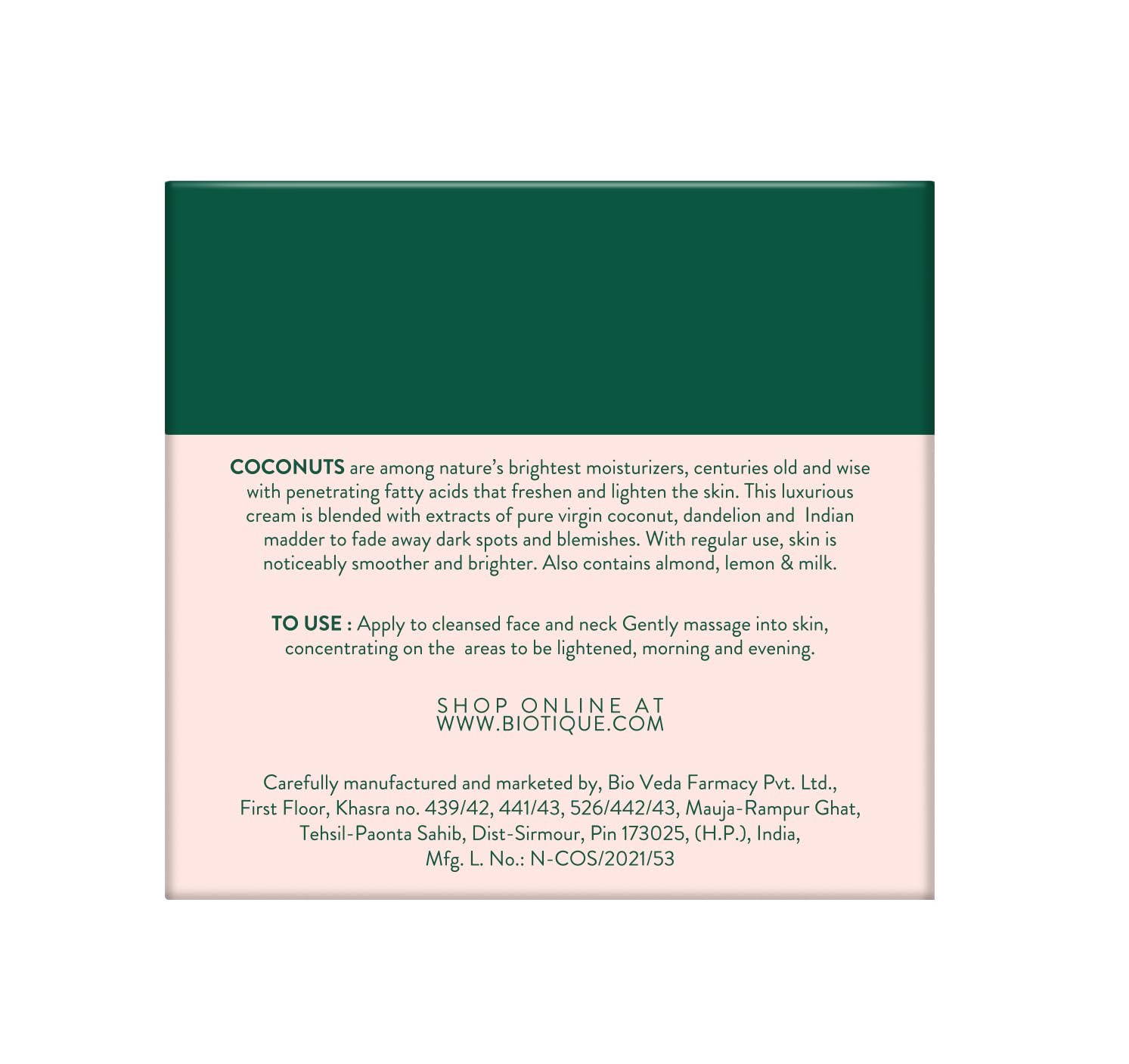 Biotique Coconut Brightening Instant Glow Cream | Lightweight and Non-Greasy | Reduces Dark Spots and Protects Ageing | Nourished and Moisturized Skin 75ml
