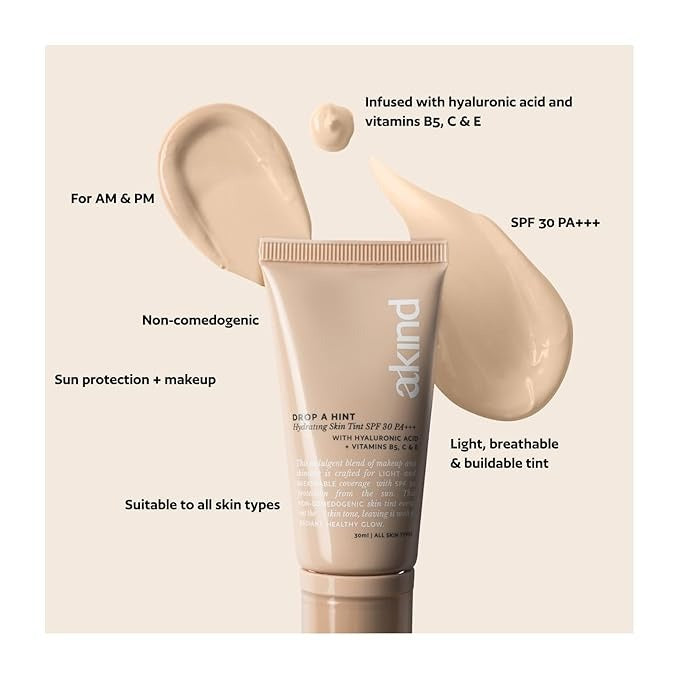 Akind Drop A Hint Hydrating Skin Tint SPF 30 PA+++ 120 Vanilla - 30 ml