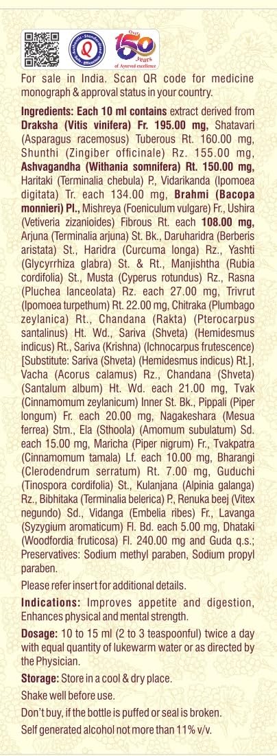 Dhootapapeshwar Drakshovin Special Syrup | Ayurvedic Herbal Tonic for Strength, Energy & Digestive Support | Promotes Appetite & Wellness | 330 ML
