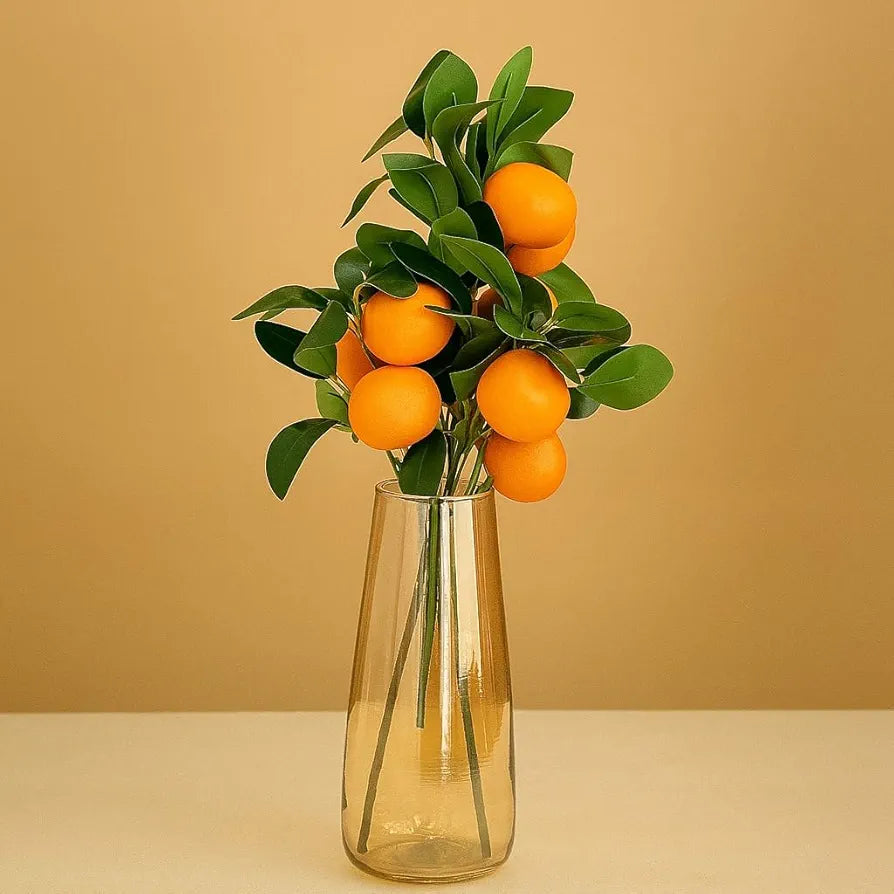 3 Pcs Orange Plant Stick Elevate Your Décor with Artificial Orange Branches Lifelike Tree Plants for Vase Display